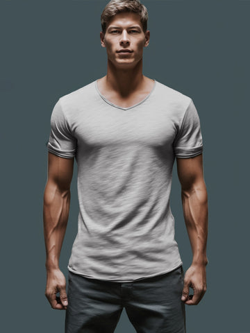 Slub Cotton V-neck T-shirt