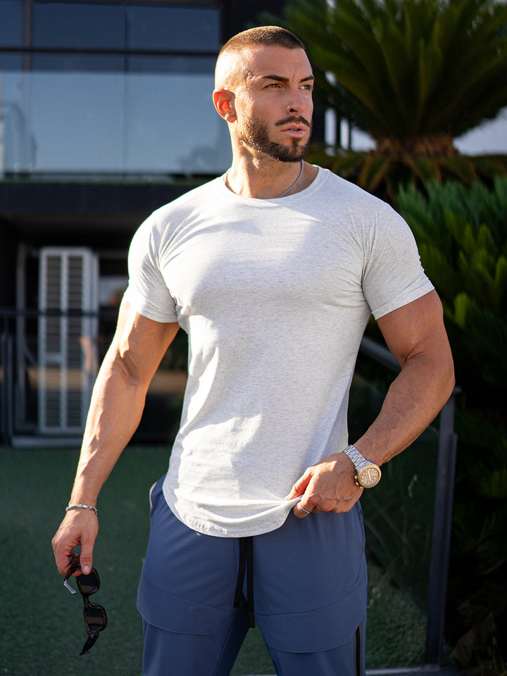 Kore Curved Hem T-shirt Muscle Fit Crew Neck