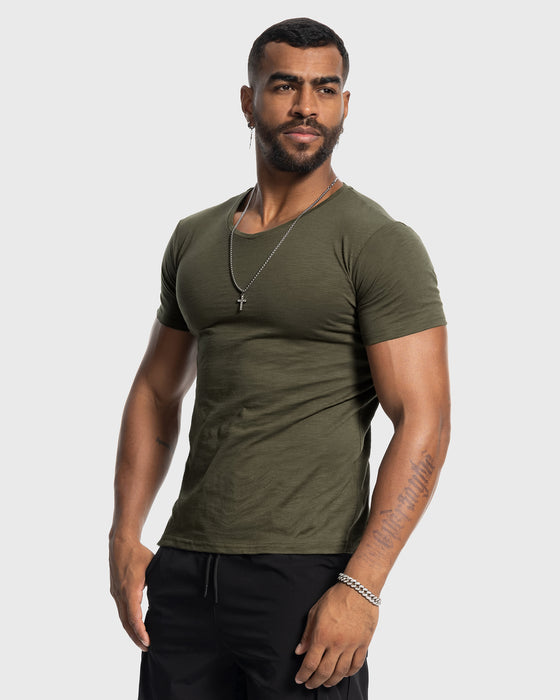 Slub V-neck T-shirt