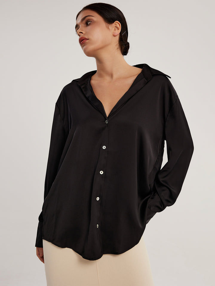 Satin Drop Collar Shirt