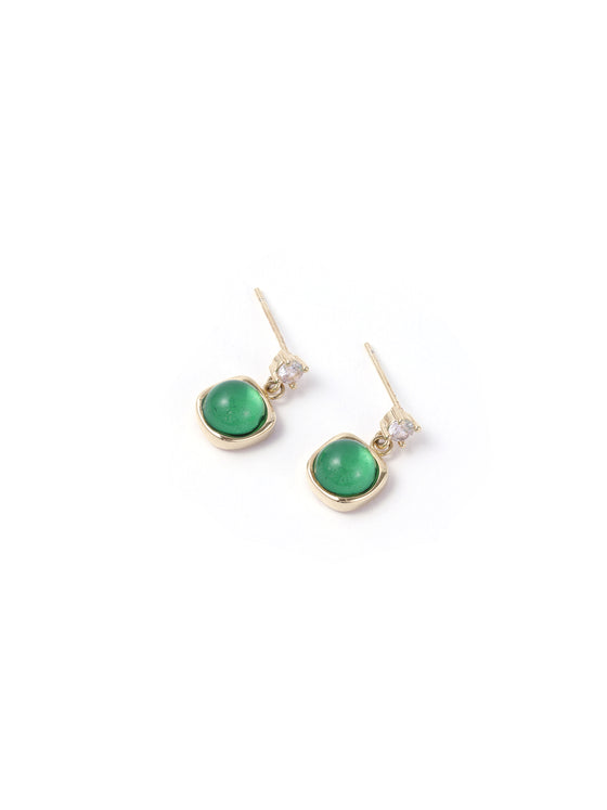 Green Emerald Stud Earrings