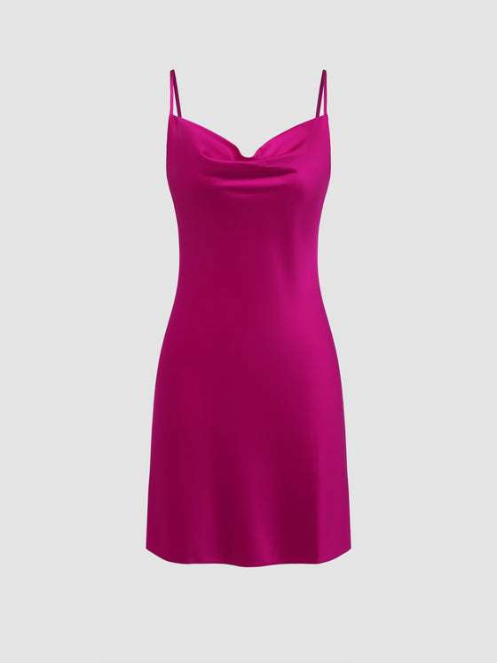 Une Rose Mulberry Silk Slip Mini Dress