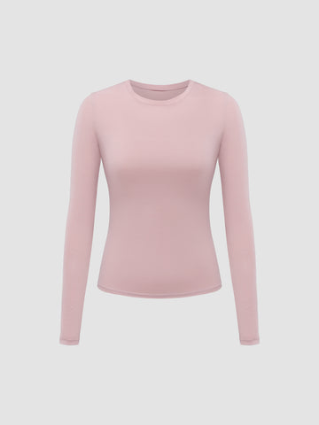 Camiseta de manga larga con cuello redondo para mujer 