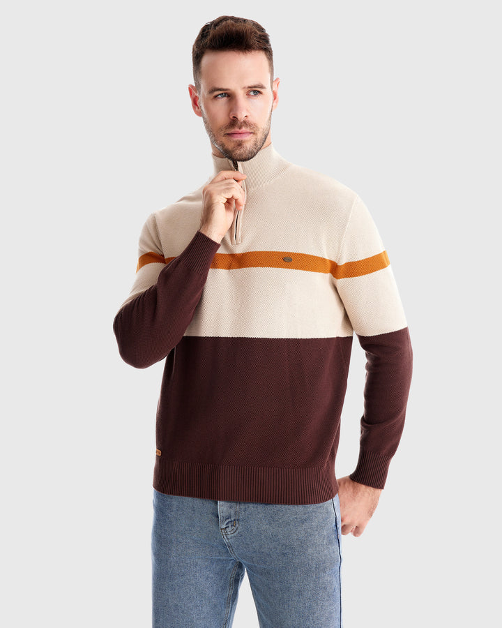 Color-Block Quarter-Zip Sweater