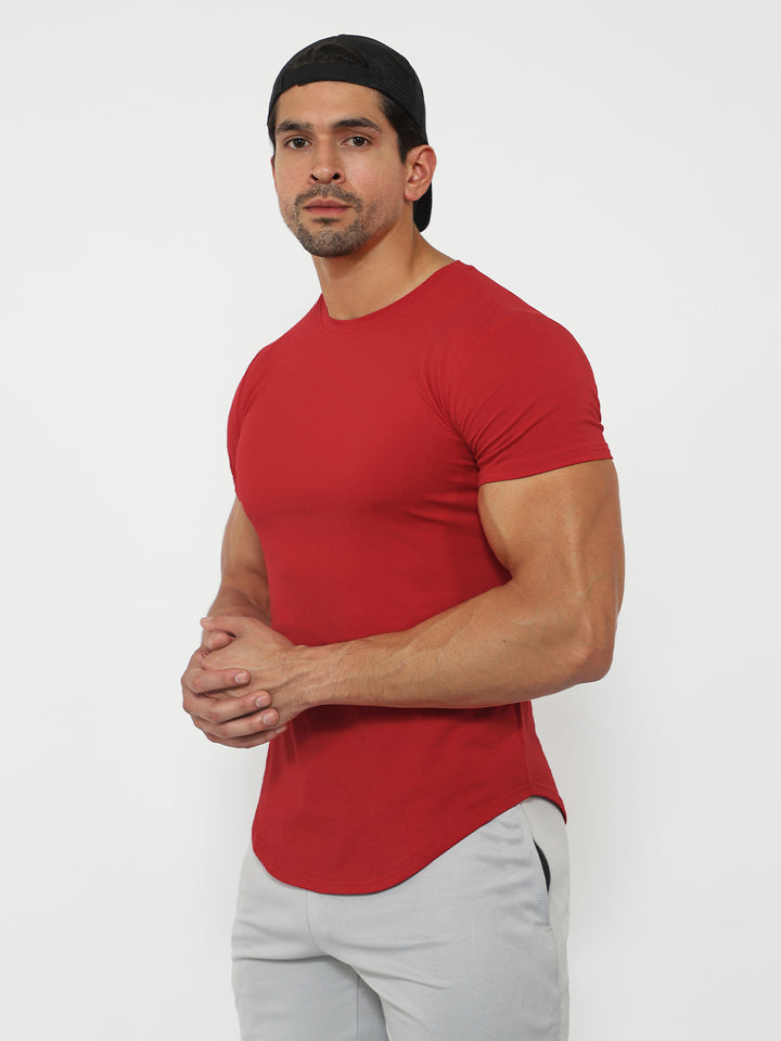 Kore Curved Hem T-shirt Muscle Fit Tech Crew Neck