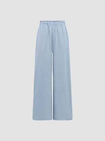 Satin Striped Elastic Waist Pants