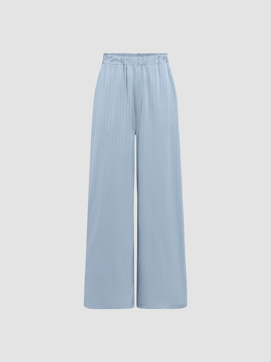 Satin Striped Elastic Waist Pants