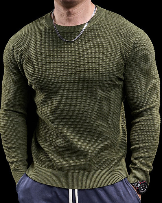 Strukturierter Strickpullover mit Rundhalsausschnitt und langen Ärmeln 