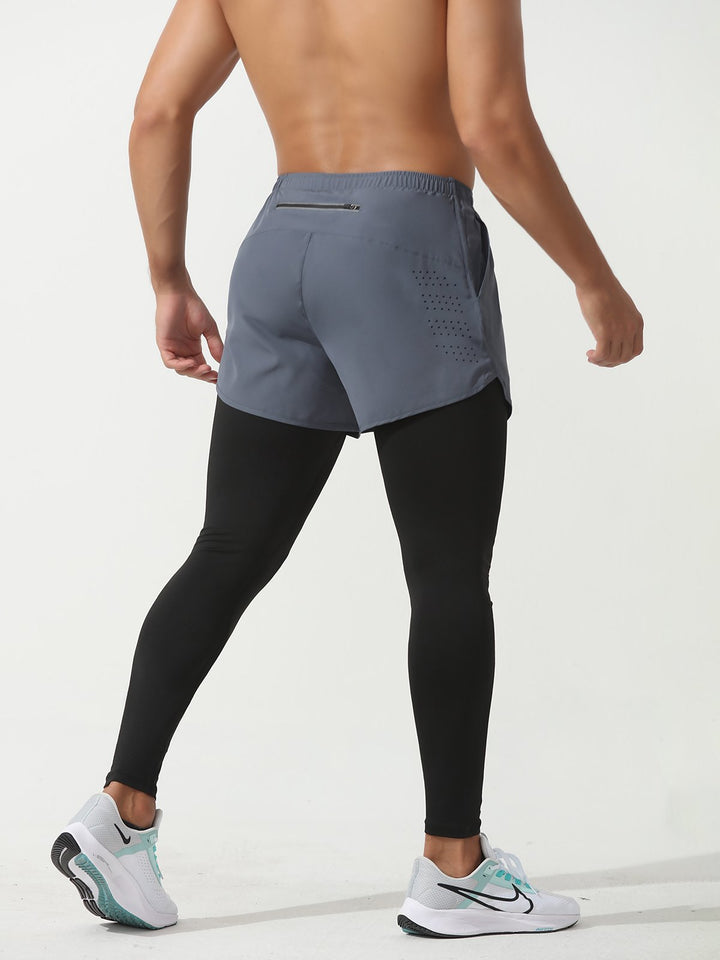 Pantalón de entrenamiento Interval para M, combinación de mallas de compresión 2 en 1 + pantalón corto 