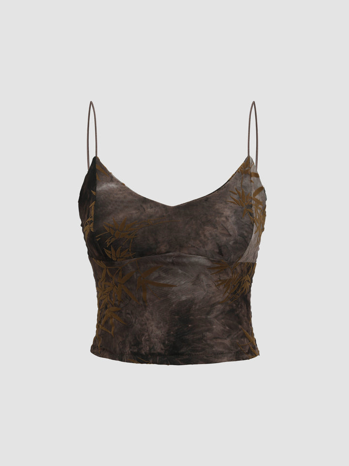 Botanical Print Mesh Cami Top