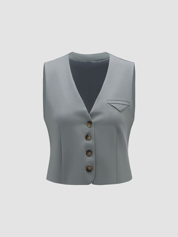 Basic V-Neck Blazer Vest