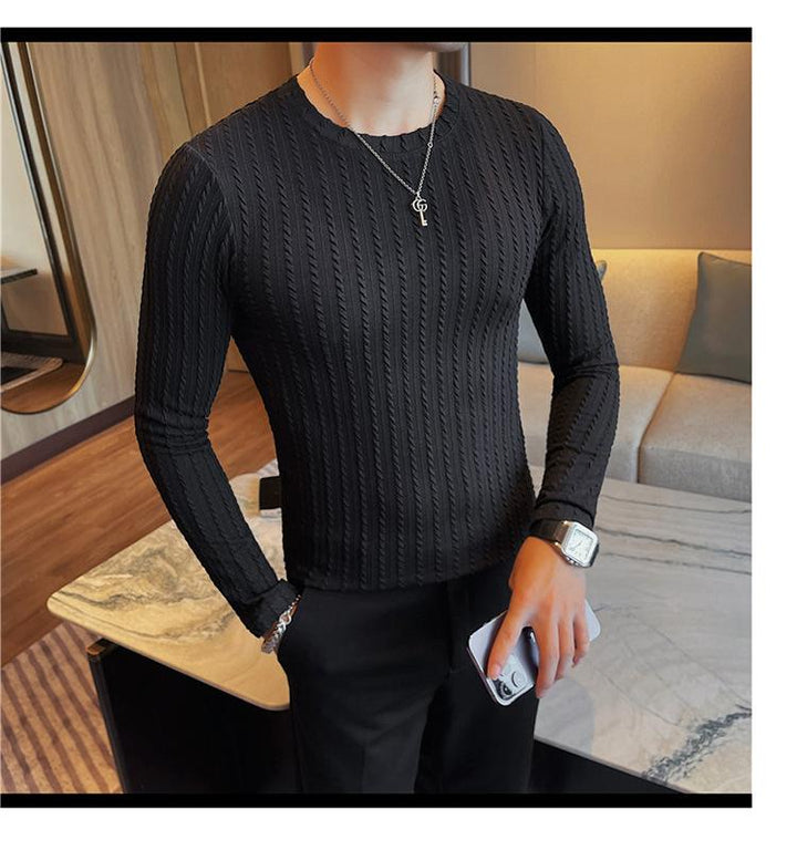 Crewneck Striped Pullover Long Sleeve Shirt