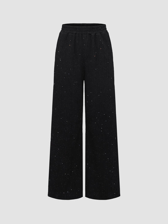 Women's Textured Sequined Wide-Leg Pants