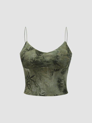 Botanical Print Mesh Cami Top