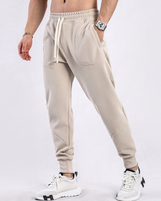 Waffle Pattern Paneled Straight Leg Sweatpants