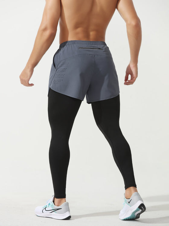 Pantalón de entrenamiento Interval para M, combinación de mallas de compresión 2 en 1 + pantalón corto 