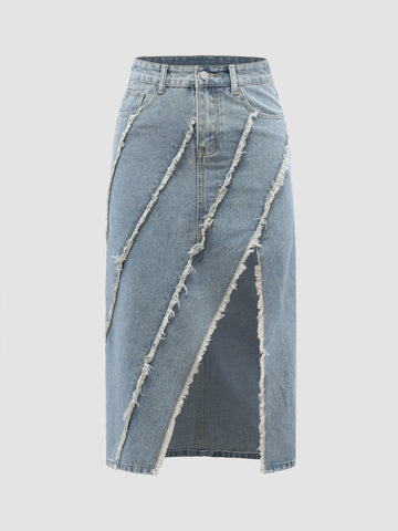 Women's Denim Tassel Skirt