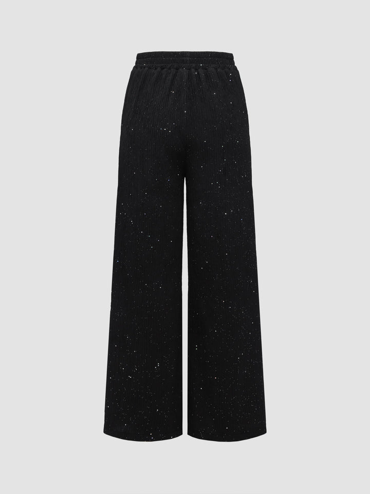 Women's Textured Sequined Wide-Leg Pants