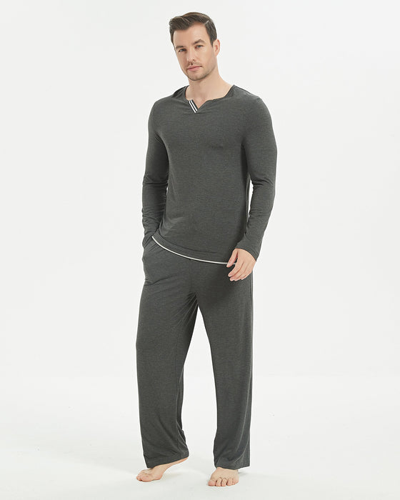 Bamboo Stripe V-Neck Long Sleeve Pajama Set