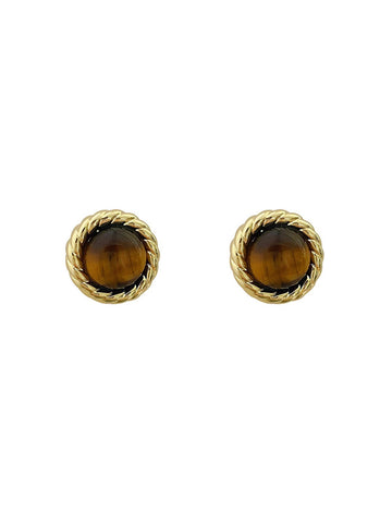 Natural Stone Twist Jewel Stud Earrings