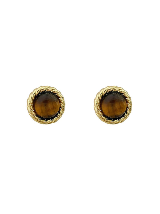 Aretes con joya retorcida de piedra natural 