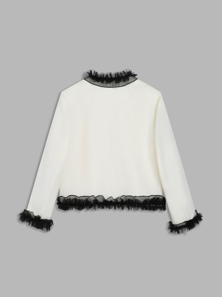 Mesh Contrast Lace Trim Jacket