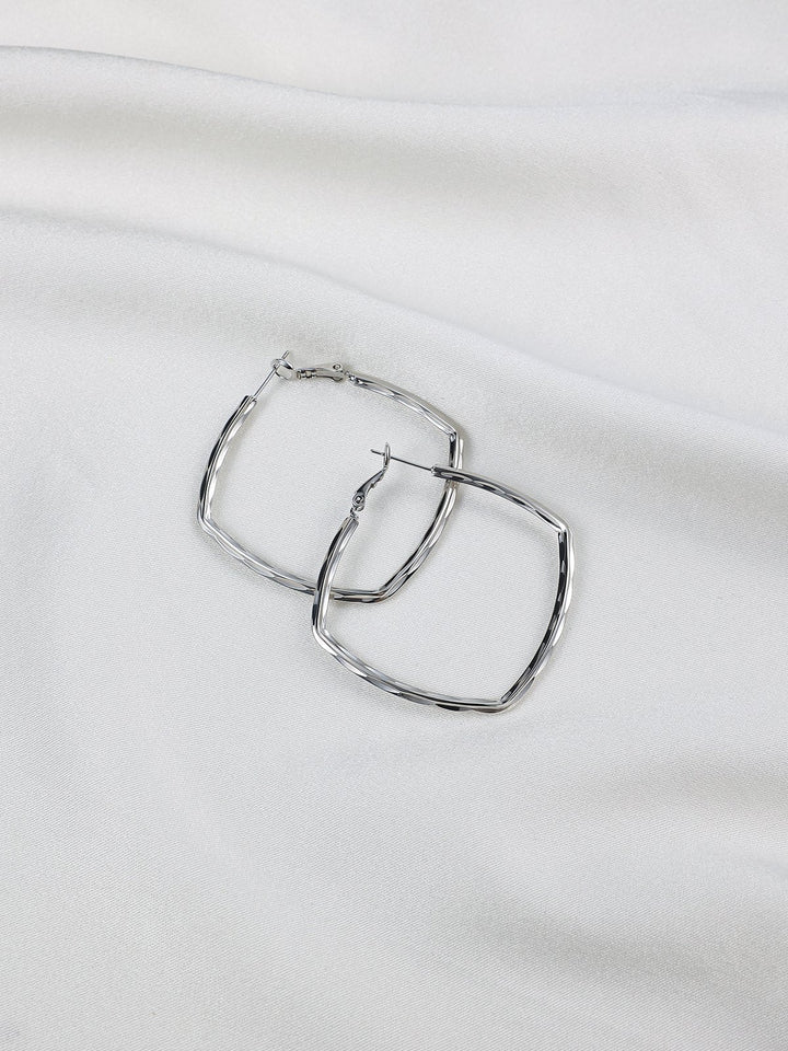 Square Tube Endless Hoop Metal Earrings