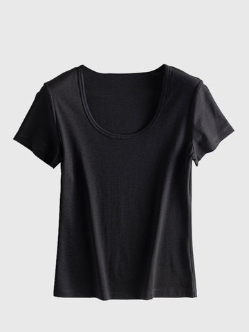 Camiseta de mezcla de seda lavable para mujer