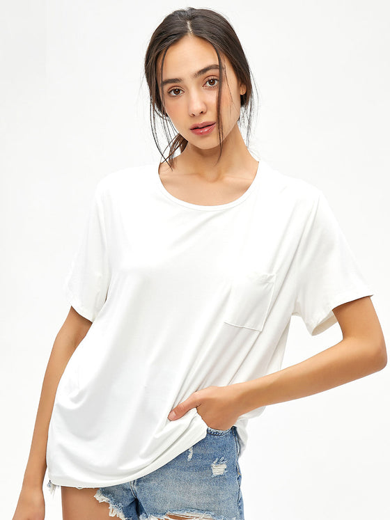 AHA Cozy Women's Ultra-Soft Bamboo Breathable T-Shirt With Pocket - AhaAha