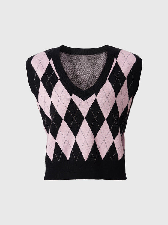 Knitted Diamond V-neck Vest