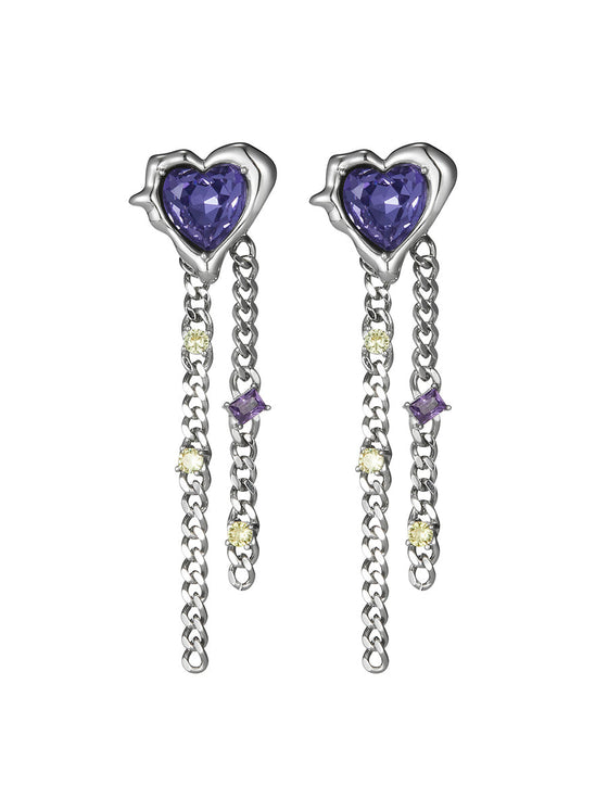 Purple Zircon Tassels Earrings - AhaAha