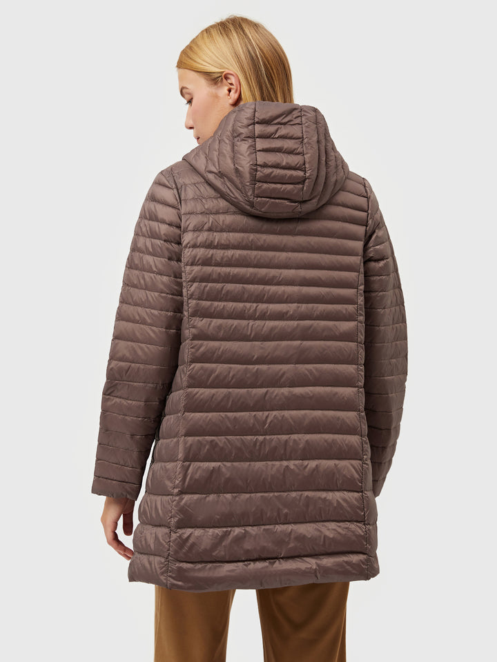 Long Hooded Light Down PufferJacket